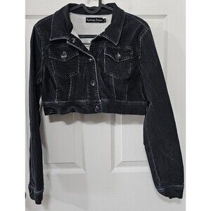 Highway Jeans Women's Cropped Trucker Black Jacket Medium